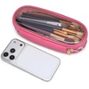 image:imageWrangler Travel Makeup Bag 2pcs Set Cosmetic Bag with Makeup Brush Holder  Portable Make Up OrganizerLarge Toiletry Bag with Divider and Handle for WomenLeopardPink