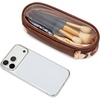 image:imageWrangler Travel Makeup Bag 2pcs Set Cosmetic Bag with Makeup Brush Holder  Portable Make Up OrganizerLarge Toiletry Bag with Divider and Handle for WomenAztecCoffee1