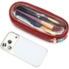image:imageWrangler Travel Makeup Bag 2pcs Set Cosmetic Bag with Makeup Brush Holder  Portable Make Up OrganizerLarge Toiletry Bag with Divider and Handle for WomenAztecRed