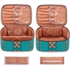 image:imageWrangler Travel Makeup Bag 2pcs Set Cosmetic Bag with Makeup Brush Holder  Portable Make Up OrganizerLarge Toiletry Bag with Divider and Handle for WomenTurquoise