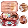 image:imageWrangler Travel Makeup Bag 2pcs Set Cosmetic Bag with Makeup Brush Holder  Portable Make Up OrganizerLarge Toiletry Bag with Divider and Handle for WomenAztecRed