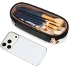 image:imageWrangler Travel Makeup Bag 2pcs Set Cosmetic Bag with Makeup Brush Holder  Portable Make Up OrganizerLarge Toiletry Bag with Divider and Handle for WomenAztecBlack