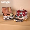 image:imageWrangler Travel Makeup Bag 2pcs Set Cosmetic Bag with Makeup Brush Holder  Portable Make Up OrganizerLarge Toiletry Bag with Divider and Handle for WomenAztecBlack