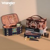 image:imageWrangler Travel Makeup Bag 2pcs Set Cosmetic Bag with Makeup Brush Holder  Portable Make Up OrganizerLarge Toiletry Bag with Divider and Handle for WomenAztecBlue