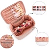 image:imageWrangler Travel Makeup Bag 2pcs Set Cosmetic Bag with Makeup Brush Holder  Portable Make Up OrganizerLarge Toiletry Bag with Divider and Handle for WomenLight Pink