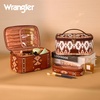 image:imageWrangler Travel Makeup Bag 2pcs Set Cosmetic Bag with Makeup Brush Holder  Portable Make Up OrganizerLarge Toiletry Bag with Divider and Handle for WomenAztecBrown