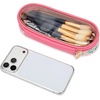 image:imageWrangler Travel Makeup Bag 2pcs Set Cosmetic Bag with Makeup Brush Holder  Portable Make Up OrganizerLarge Toiletry Bag with Divider and Handle for WomenAztecPink
