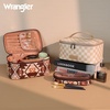 image:imageWrangler Travel Makeup Bag 2pcs Set Cosmetic Bag with Makeup Brush Holder  Portable Make Up OrganizerLarge Toiletry Bag with Divider and Handle for WomenAztecCoffee1