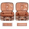 image:imageWrangler Travel Makeup Bag 2pcs Set Cosmetic Bag with Makeup Brush Holder  Portable Make Up OrganizerLarge Toiletry Bag with Divider and Handle for WomenAztecCoffee1