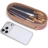 image:imageWrangler Travel Makeup Bag 2pcs Set Cosmetic Bag with Makeup Brush Holder  Portable Make Up OrganizerLarge Toiletry Bag with Divider and Handle for WomenPurple