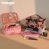 image:imageWrangler Travel Makeup Bag 2pcs Set Cosmetic Bag with Makeup Brush Holder  Portable Make Up OrganizerLarge Toiletry Bag with Divider and Handle for WomenAztecPink