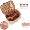 image:imageWrangler Travel Makeup Bag 2pcs Set Cosmetic Bag with Makeup Brush Holder  Portable Make Up OrganizerLarge Toiletry Bag with Divider and Handle for WomenCheckeredBeige
