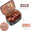 image:imageWrangler Travel Makeup Bag 2pcs Set Cosmetic Bag with Makeup Brush Holder  Portable Make Up OrganizerLarge Toiletry Bag with Divider and Handle for WomenAztecBlue