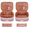 image:imageWrangler Travel Makeup Bag 2pcs Set Cosmetic Bag with Makeup Brush Holder  Portable Make Up OrganizerLarge Toiletry Bag with Divider and Handle for WomenKhakiTan
