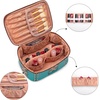 image:imageWrangler Travel Makeup Bag 2pcs Set Cosmetic Bag with Makeup Brush Holder  Portable Make Up OrganizerLarge Toiletry Bag with Divider and Handle for WomenTurquoise