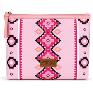 image:imageWrangler Makeup Bag Travel Toiletry Bag Waterproof Cosmetic Bag for Women  Western Aztec Make Up Bag Portable Large Makeup OrganizerCute Makeup PouchPink
