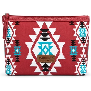 image:imageWrangler Makeup Bag Travel Toiletry Bag Waterproof Cosmetic Bag for Women  Western Aztec Make Up Bag Portable Large Makeup OrganizerCute Makeup PouchRed