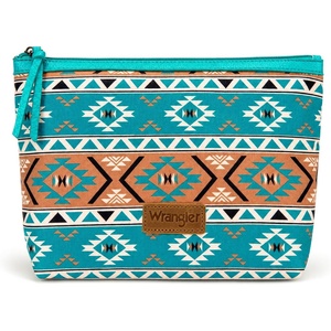 image:imageWrangler Makeup Bag Travel Toiletry Bag Waterproof Cosmetic Bag for Women  Western Aztec Make Up Bag Portable Large Makeup OrganizerCute Makeup PouchTurquoise