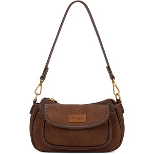 image:imageWrangler Small Shoulder Bag Cute Purses for Women Handbag Underarm Bag  Mini Crossbody Bag 2 Removable Straps Front Back Small Pockets PU Leather Hobo Bag Retro Purse for Dating EverydayBrown