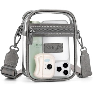 image:imageWrangler Clear Bag for Stadium Events Crossbody Purse for Concerts Sports  Stadium Approved Clear Bag for SportsConcertsSee Through Bag04mm Thickened PVCWaterproofLightweightZgrey