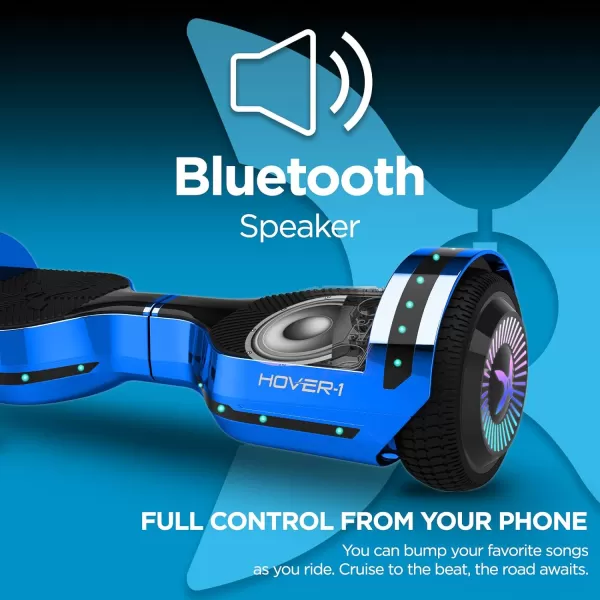 Hover-1 Chrome Electric Hoverboard | 6MPH Top Speed, 6 Mile Range, 4.5HR Full-Charge, Built-In Bluetooth Speaker, Rider Modes: Beginner to Expert