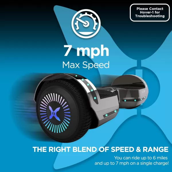 Hover-1 Chrome Electric Hoverboard | 6MPH Top Speed, 6 Mile Range, 4.5HR Full-Charge, Built-In Bluetooth Speaker, Rider Modes: Beginner to Expert