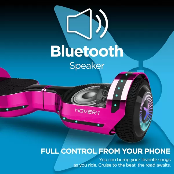 Hover-1 Chrome Electric Hoverboard | 6MPH Top Speed, 6 Mile Range, 4.5HR Full-Charge, Built-In Bluetooth Speaker, Rider Modes: Beginner to Expert