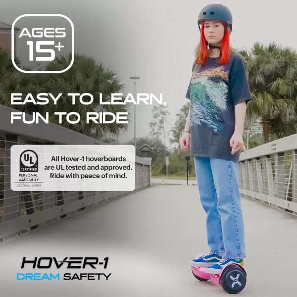 Hover-1 Dream Electric Hoverboard | 7MPH Top Speed, 6 Mile Range, Long Lasting Lithium-Ion Battery, 5HR Full Charge, Rider Modes: Beginner to Expert