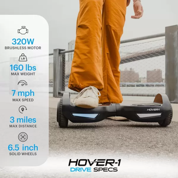 Hover-1 Drive Electric Hoverboard | 7MPH Top Speed, 3 Mile Range, Long Lasting Lithium-Ion Battery, 6HR Full-Charge, Path Illuminating LED Lights