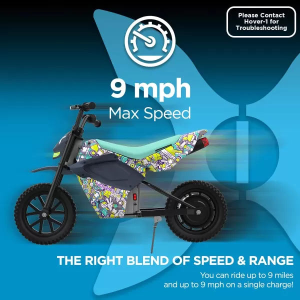 Hover-1 H1 TRAK Electric Dirt Bike for Kids | 9MPH, 9MI Range, Powerful 250W Motor-24v/5ah, Hand Brake, Quick Charge 4HRS