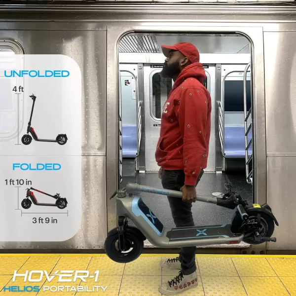 Hover-1 Helios Electric Folding Scooter, 18 MPH Top Speed, 24 Mile Range, 500 Watts Max Power, 10” Pneumatic Tires, Rear Disc Brakes, and Dual Front Suspension