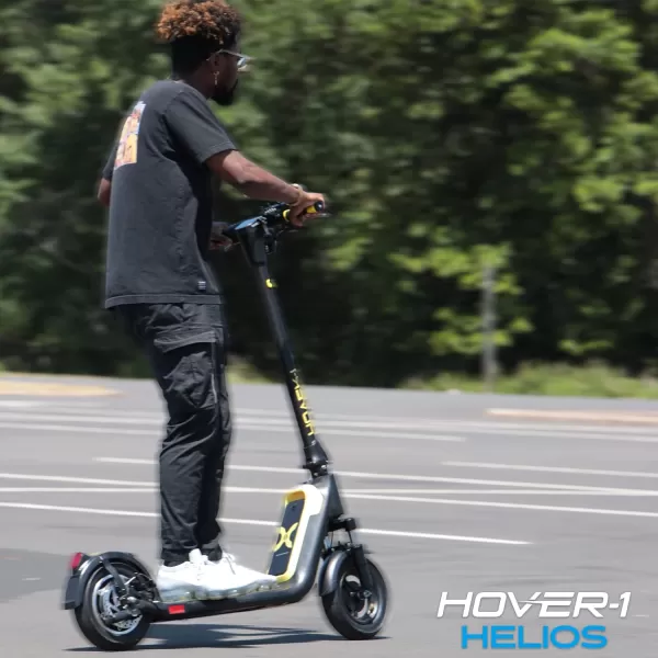 Hover-1 Helios Electric Folding Scooter, 18 MPH Top Speed, 24 Mile Range, 500 Watts Max Power, 10” Pneumatic Tires, Rear Disc Brakes, and Dual Front Suspension