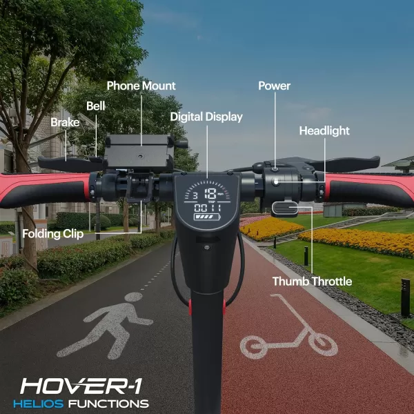 Hover-1 Helios Electric Folding Scooter, 18 MPH Top Speed, 24 Mile Range, 500 Watts Max Power, 10” Pneumatic Tires, Rear Disc Brakes, and Dual Front Suspension