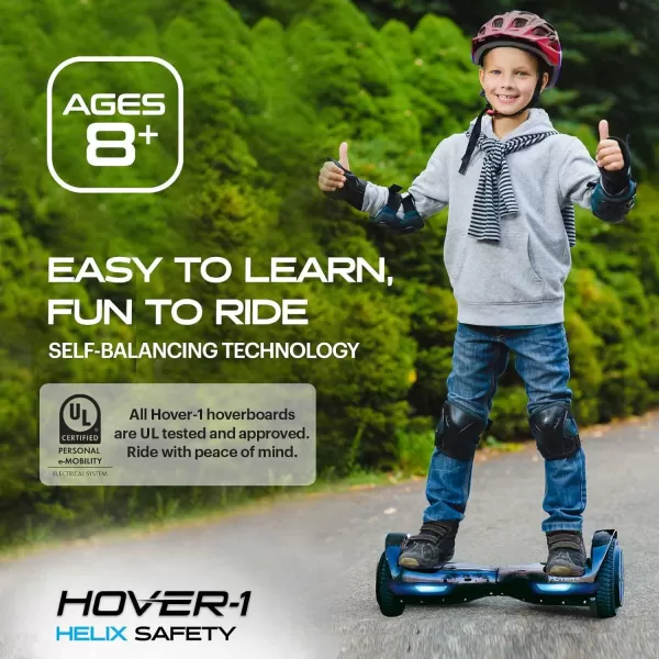 Hover-1 Helix Electric Hoverboard | 7MPH Top Speed, 4 Mile Range, 6HR Full-Charge, Built-In Bluetooth Speaker, Rider Modes: Beginner to Expert