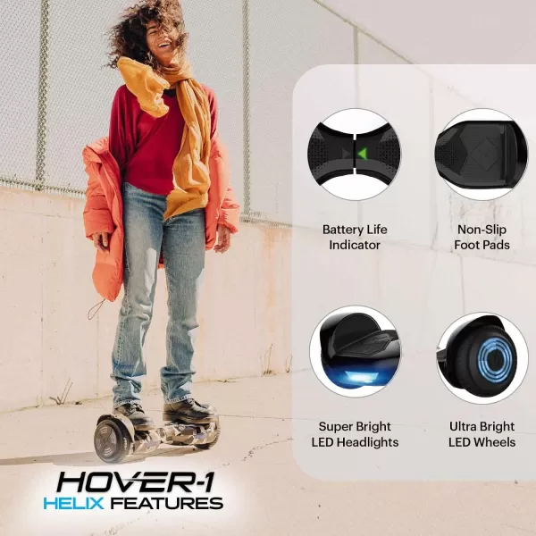 Hover-1 Helix Electric Hoverboard | 7MPH Top Speed, 4 Mile Range, 6HR Full-Charge, Built-In Bluetooth Speaker, Rider Modes: Beginner to Expert