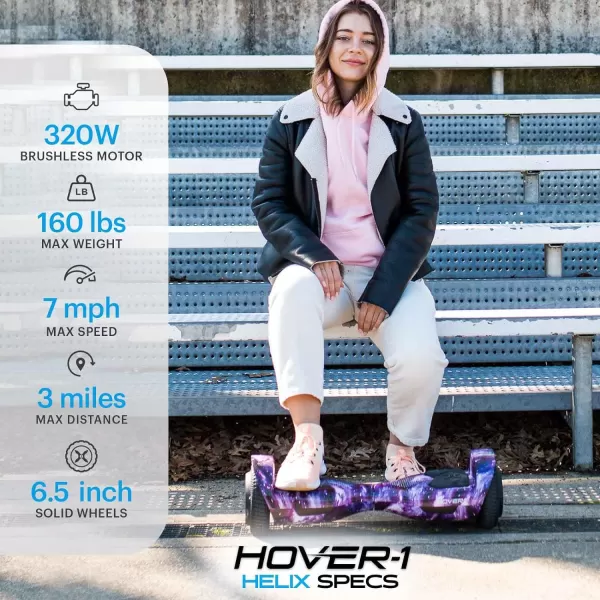 Hover-1 Helix Electric Hoverboard | 7MPH Top Speed, 4 Mile Range, 6HR Full-Charge, Built-In Bluetooth Speaker, Rider Modes: Beginner to Expert