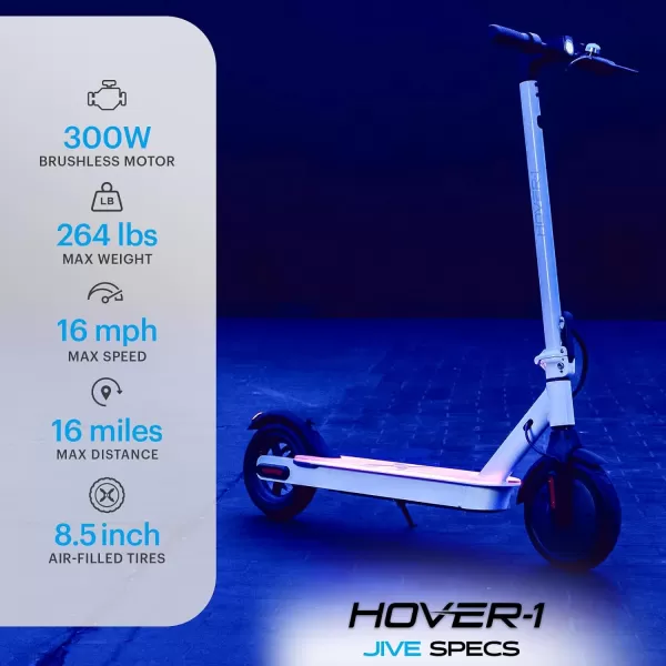 Hover-1 Jive Electric Scooter 16 MPH, 8 Mile Range, 5HR Charge, LCD Display, 8.5 Inch High Grip Tires, 264 LB Max Weight, Cert Tested, for Kids, Teens, Adults