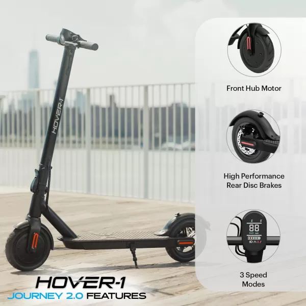 Hover-1 Journey 2.0 Max Foldable Electric Scooter for Adults with 350W/700W Brushless Motor, 15-19 mph Max Speed, 16-26 Mile Range, 8.5” Air-Filled Tires, Hill Climber