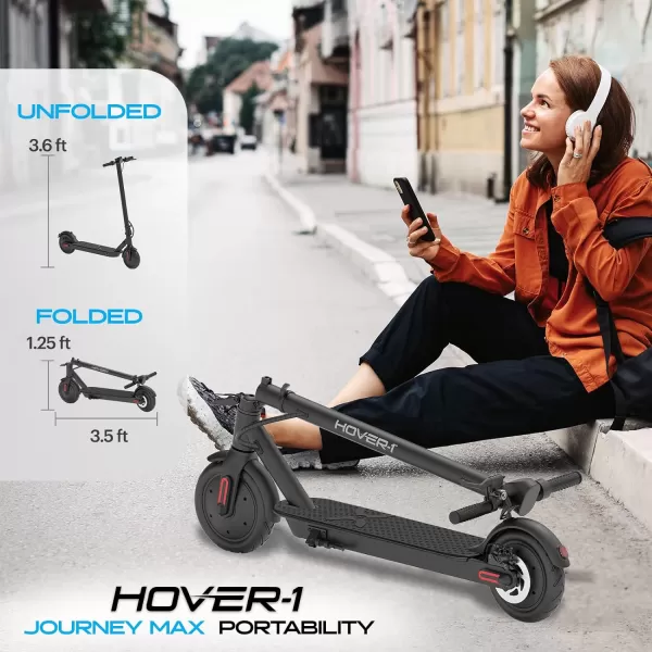 Hover-1 Journey 2.0 Max Foldable Electric Scooter for Adults with 350W/700W Brushless Motor, 15-19 mph Max Speed, 16-26 Mile Range, 8.5” Air-Filled Tires, Hill Climber