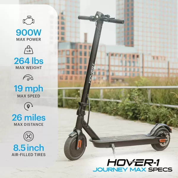 Hover-1 Journey 2.0 Max Foldable Electric Scooter for Adults with 350W/700W Brushless Motor, 15-19 mph Max Speed, 16-26 Mile Range, 8.5” Air-Filled Tires, Hill Climber