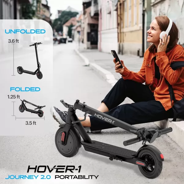 Hover-1 Journey 2.0 Max Foldable Electric Scooter for Adults with 350W/700W Brushless Motor, 15-19 mph Max Speed, 16-26 Mile Range, 8.5” Air-Filled Tires, Hill Climber