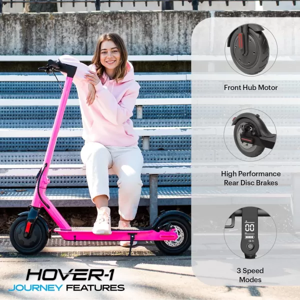 Hover-1 Journey Electric Scooter 14MPH, 16 Mile Range, 5HR Charge, LCD Display, 8.5 Inch High-Grip Tires, 220LB Max Weight, Cert. &amp; Tested - Safe for Kids, Teens, Adults