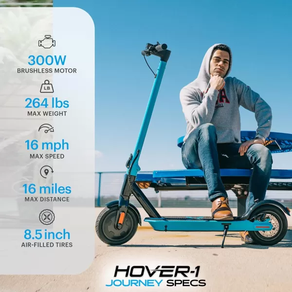 Hover-1 Journey Electric Scooter 14MPH, 16 Mile Range, 5HR Charge, LCD Display, 8.5 Inch High-Grip Tires, 220LB Max Weight, Cert. &amp; Tested - Safe for Kids, Teens, Adults