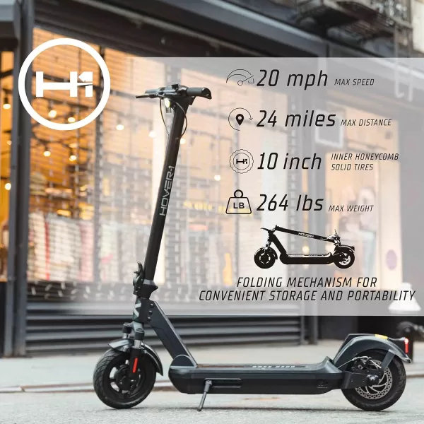 Hover-1 Pro Series Boss Foldable Electric Scooter with 500W Brushless Motor, 20 mph Max Speed, 10” Honeycomb Tires and 24 Mile Range