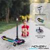 imageHover1 Chroma Folding Kick Scooter for Kids with Multicolor Wheel Lights 3 Front Wheels Rear Foot Brake and 110 LB Weight CapacityBlack