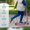imageHover1 Lunar Kids Folding Kick Scooter with ColorChanging LED Light Up Wheels Foot Brake Adjustable Height Handle and Light Weight DesignPink