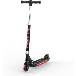 imageHover1 Lunar Kids Folding Kick Scooter with ColorChanging LED Light Up Wheels Foot Brake Adjustable Height Handle and Light Weight DesignBlack