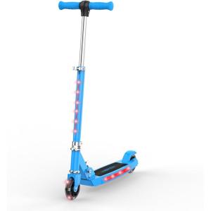 imageHover1 Lunar Kids Folding Kick Scooter with ColorChanging LED Light Up Wheels Foot Brake Adjustable Height Handle and Light Weight DesignBlue