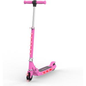 imageHover1 Lunar Kids Folding Kick Scooter with ColorChanging LED Light Up Wheels Foot Brake Adjustable Height Handle and Light Weight DesignPink