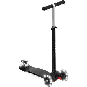imageHover1 Scout Folding Kick Scooter for Kids with Multicolor Wheel Lights 48 Front Wheels Rear Foot Brake and 110 LB Weight CapacityBlack